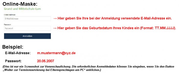 Buchungssystem Elternsprechtag PC